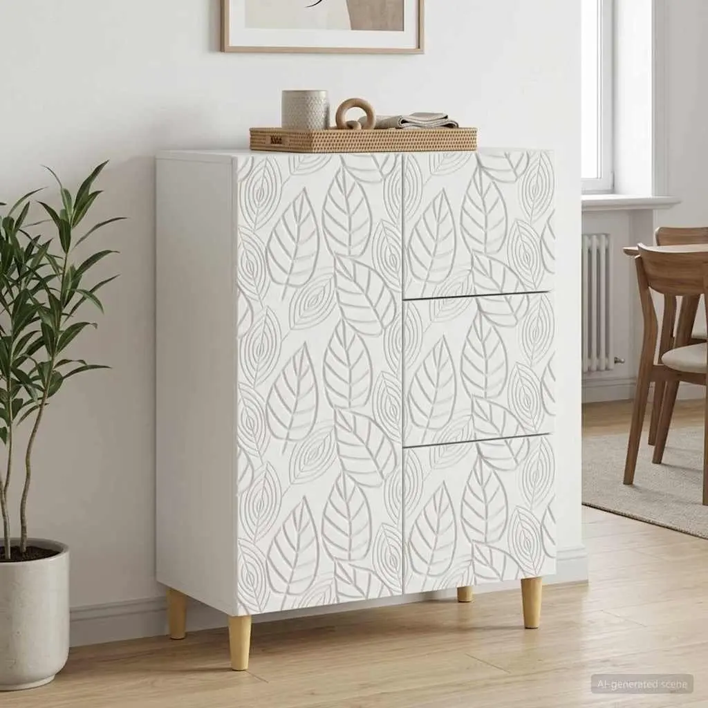 Sideboard Storage Cabinet Vintage 66x34.5x90cm White Engineered Wood