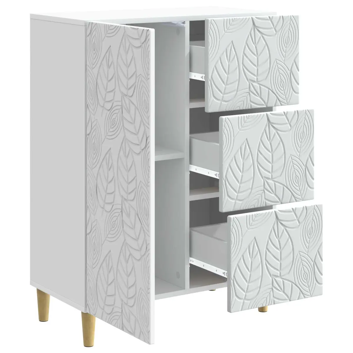Sideboard Storage Cabinet Vintage 66x34.5x90cm White Engineered Wood
