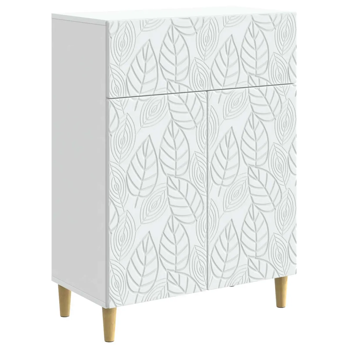 White Sideboard Storage Cabinet 66cm Wide Engineered Wood Swing Doors Shelves