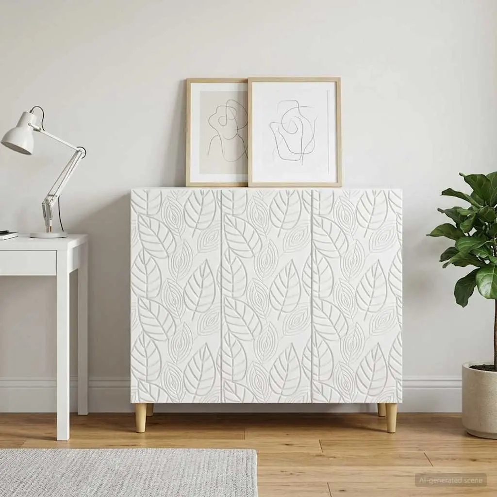 Sideboard Storage Cabinet 89 x 34.5 x 80 cm White Vintage Style Living Room Furniture