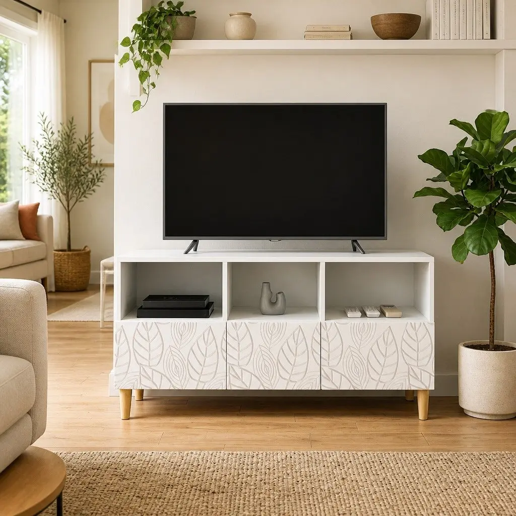 White TV Cabinet with Storage Solutions