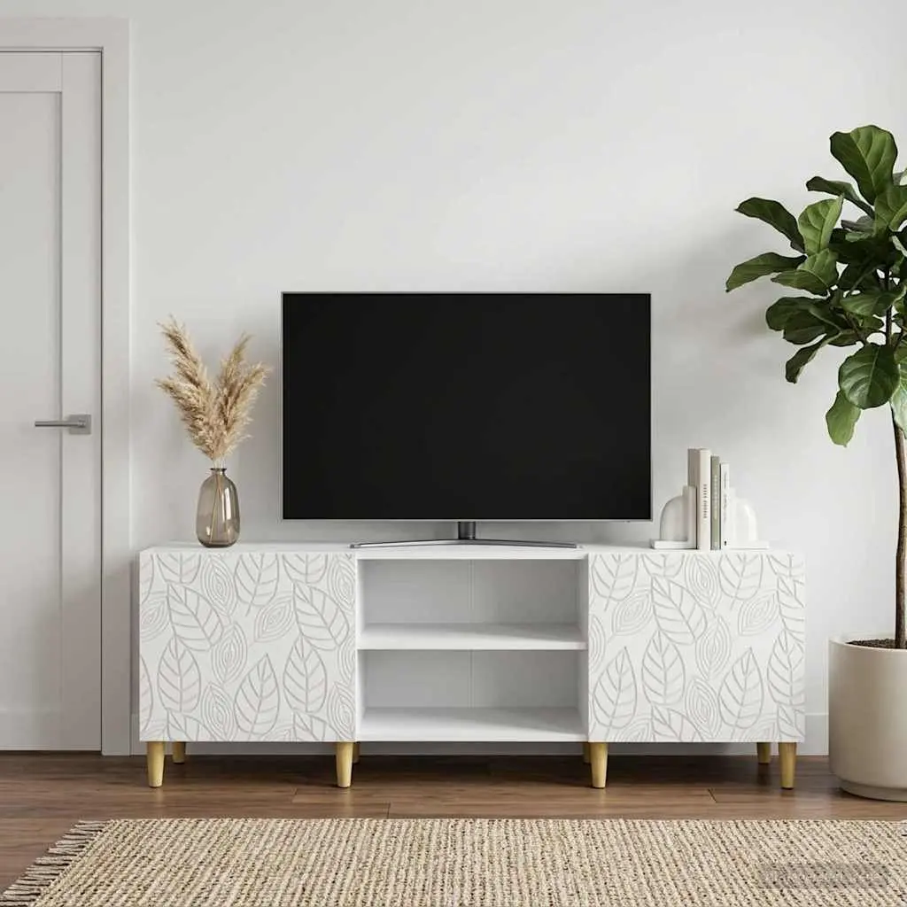 White TV Cabinet with Vintage Style and Storage