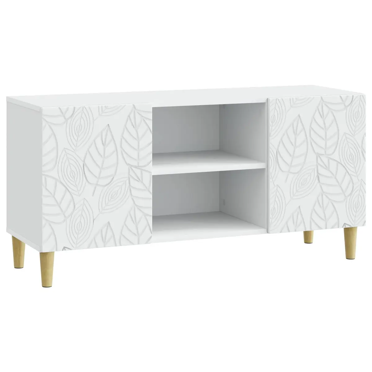 TV Cabinet White Engineered Wood Living Room Storage Unit with Swing Doors