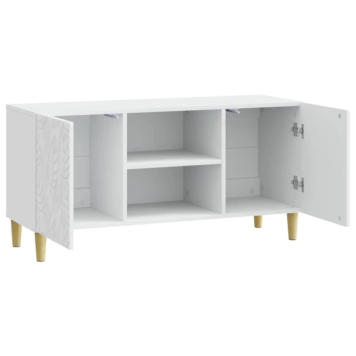 TV Cabinet White Engineered Wood Living Room Storage Unit with Swing Doors