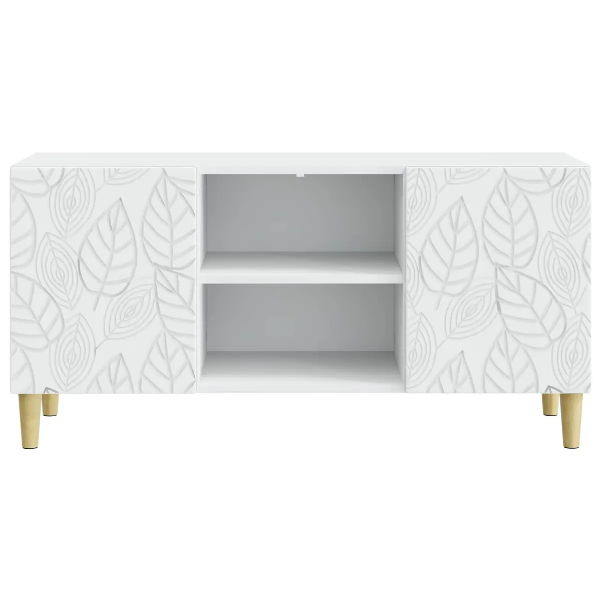 TV Cabinet White Engineered Wood Living Room Storage Unit with Swing Doors