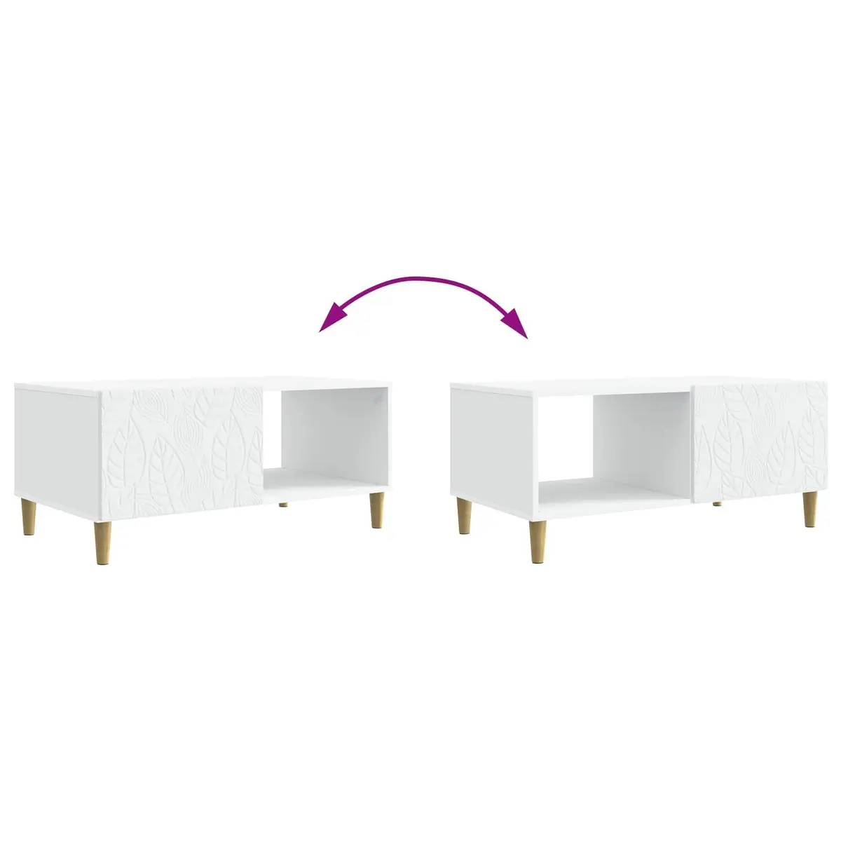Coffee Table Rectangular Living Room Storage Shelf White 90 x 50 x 40 cm