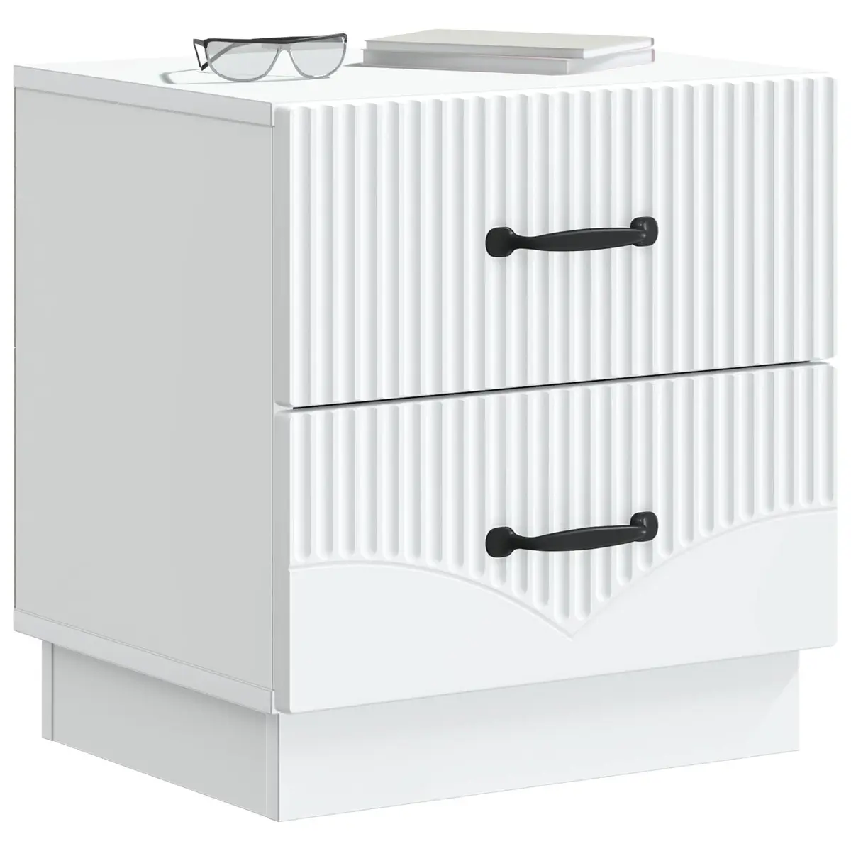 Bedside Cabinet White Engineered Wood Bedroom Storage Drawers