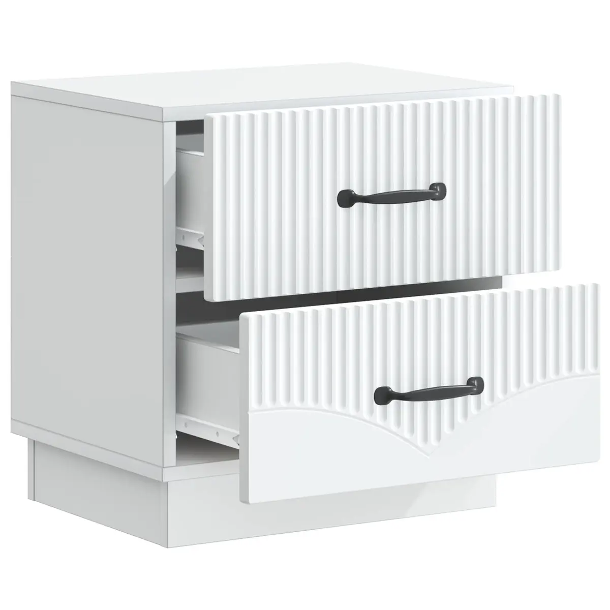 Bedside Cabinet White Engineered Wood Bedroom Storage Drawers