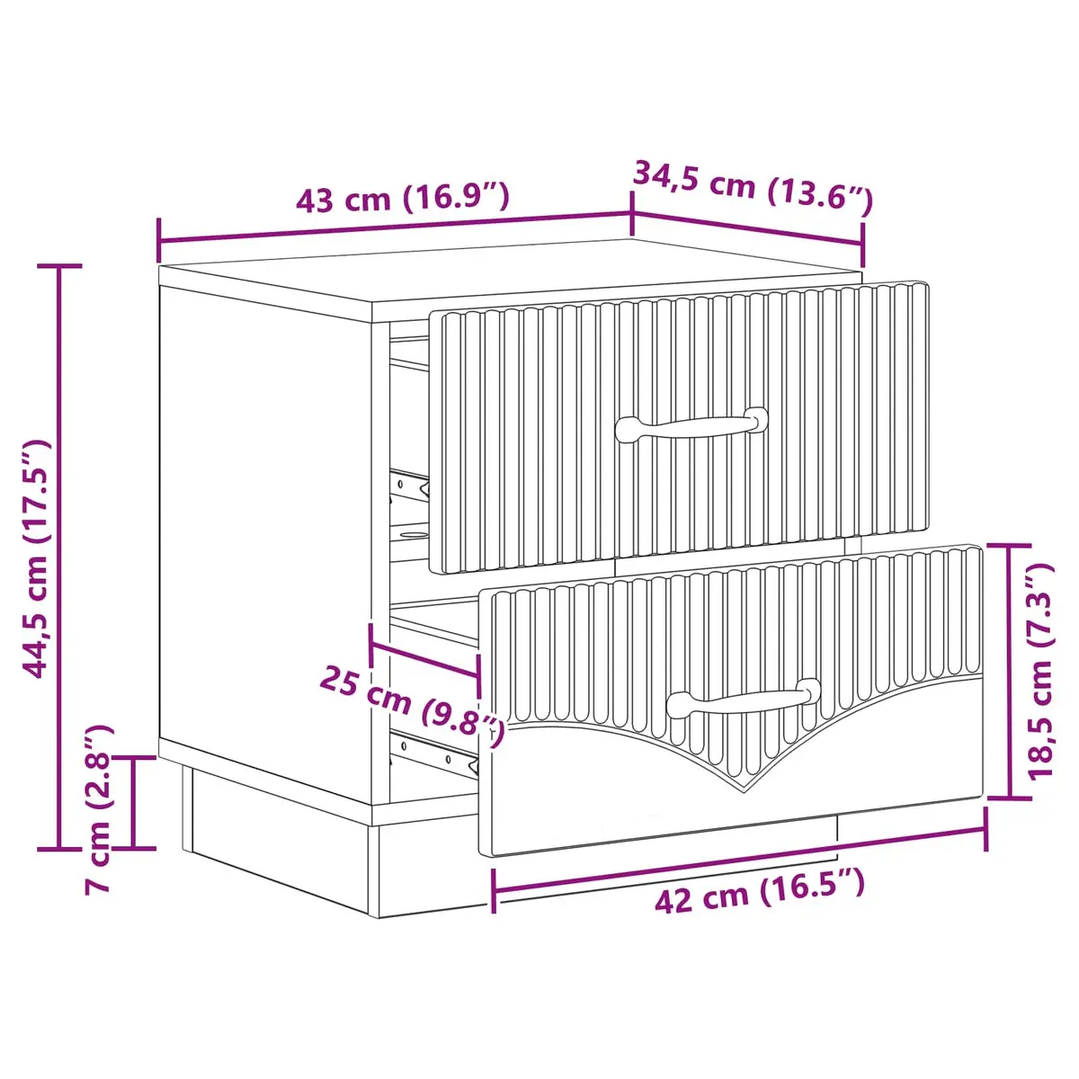 Bedside Cabinet White Engineered Wood Bedroom Storage Drawers