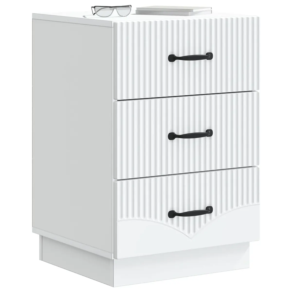 Bedside Cabinet White Engineered Wood Vintage Style Bedroom Storage Table