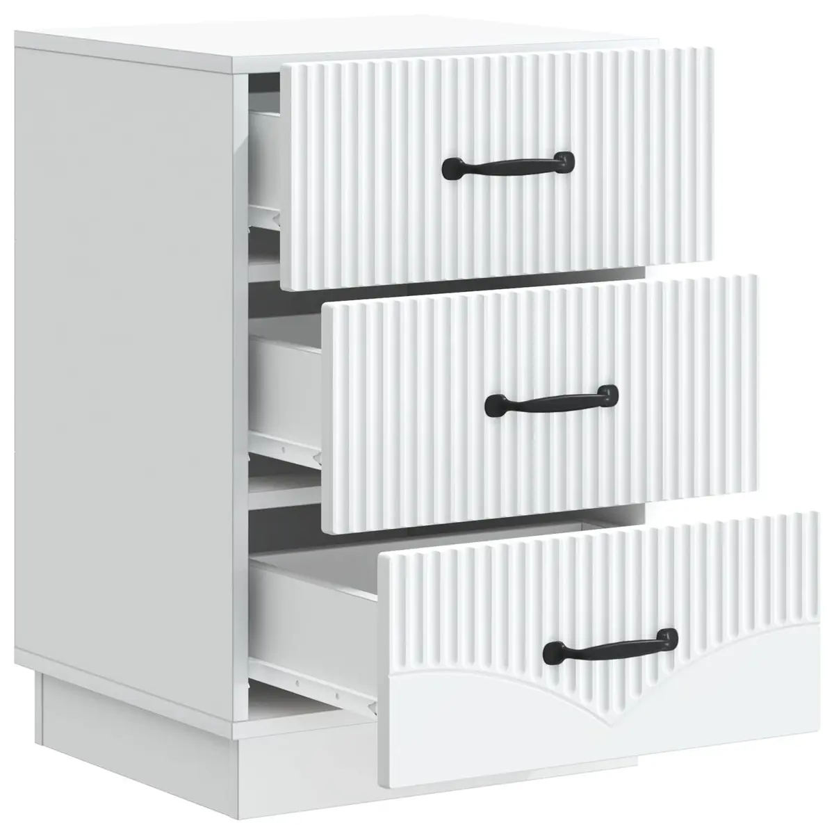 Bedside Cabinet White Engineered Wood Vintage Style Bedroom Storage Table