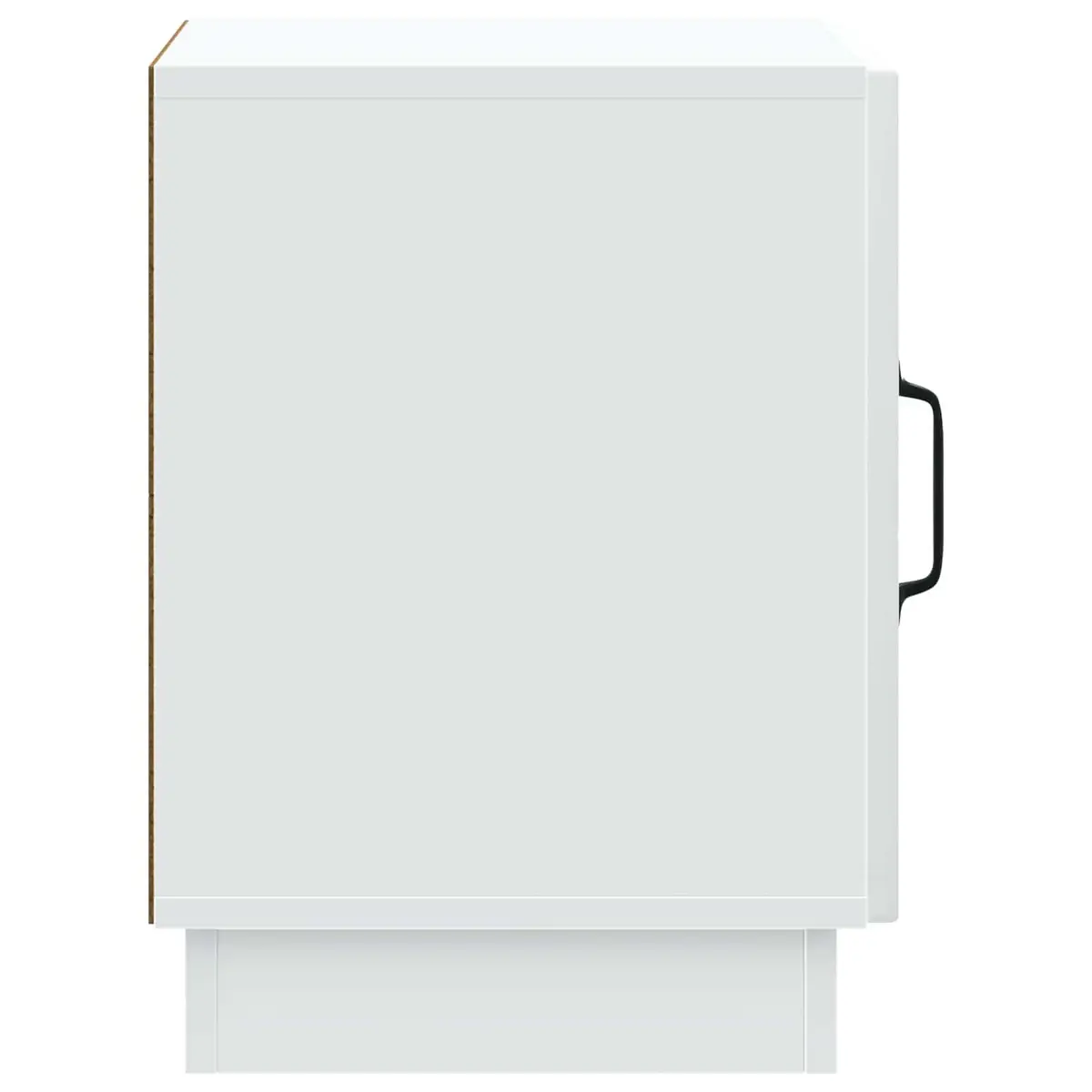 White Bedside Table with Swing Door and Metal Handles