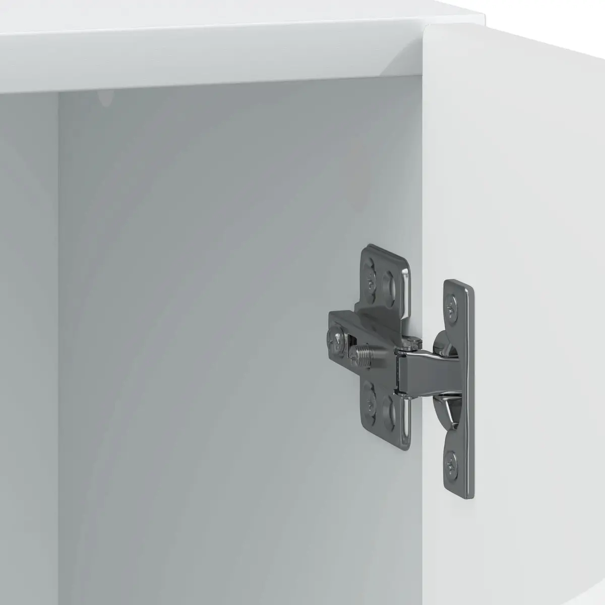 White Bedside Table with Swing Door and Metal Handles