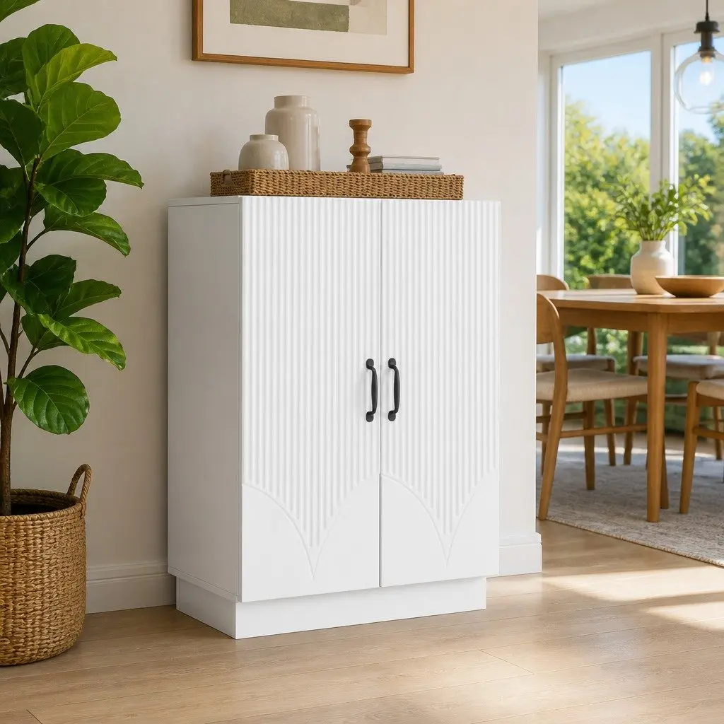 Sideboard Buffet Storage Cabinet Engineered Wood 66 x 34.5 x 87 cm White