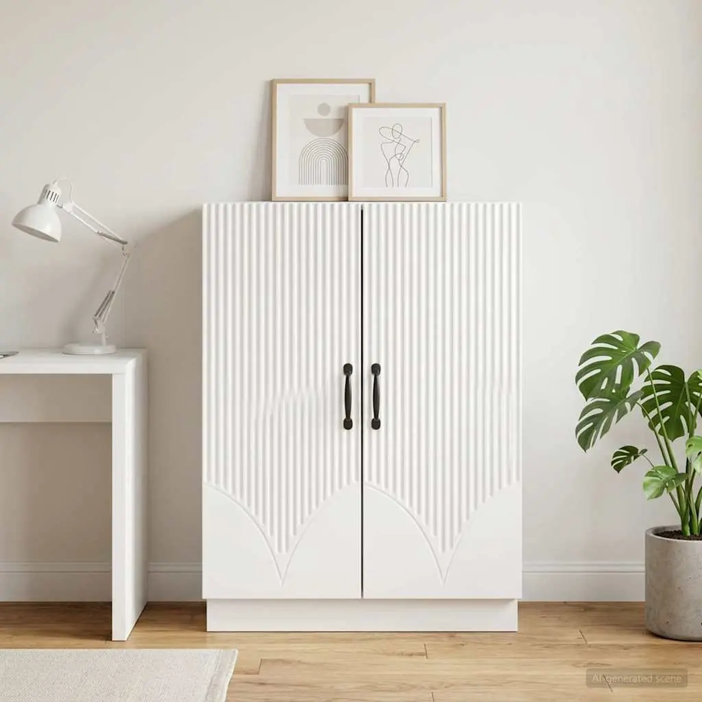 Sideboard Buffet Storage Cabinet Engineered Wood 66 x 34.5 x 87 cm White