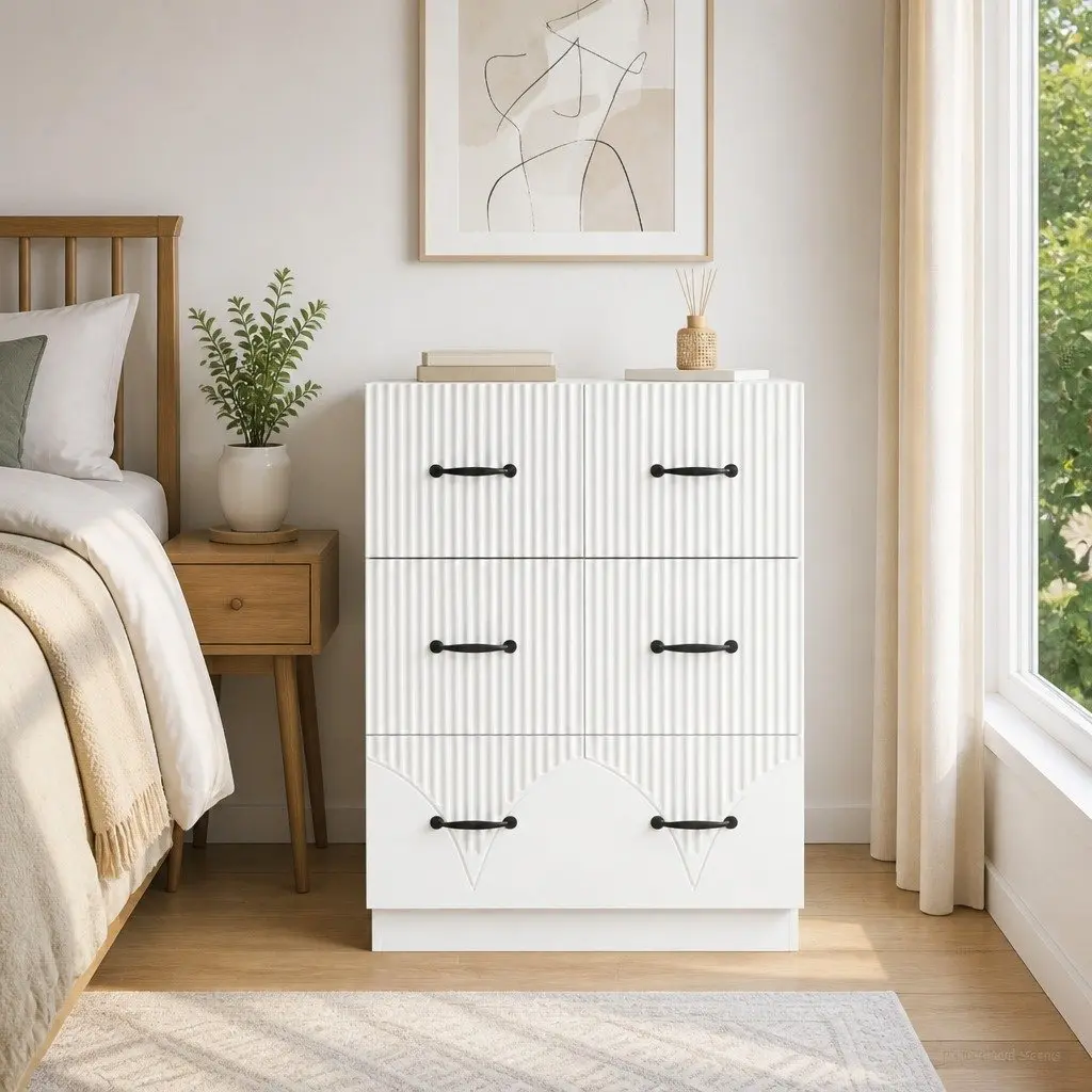Drawer Cabinet Storage Cupboard 66 x 34.5 x 87 cm White