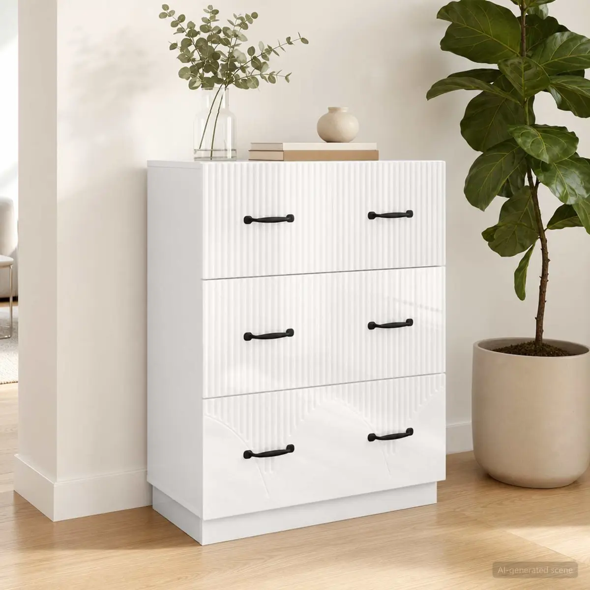 Drawer Cabinet Storage Cupboard 66 x 34.5 x 87 cm White