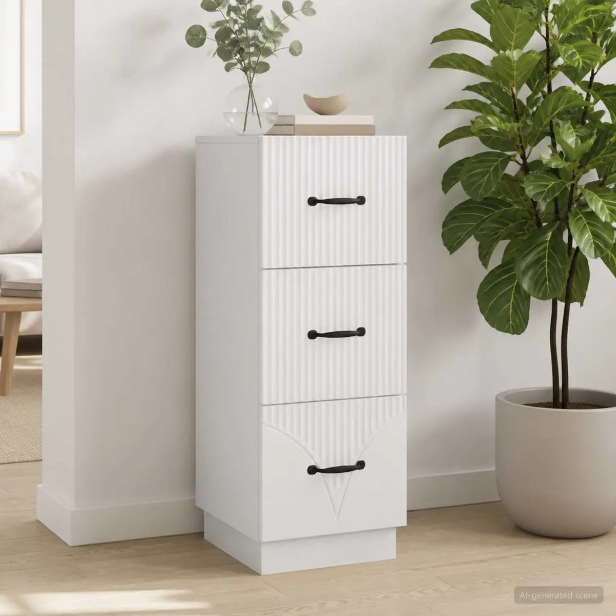 Drawer Cabinet Storage Furniture Engineered Wood 33x34.5x87cm White