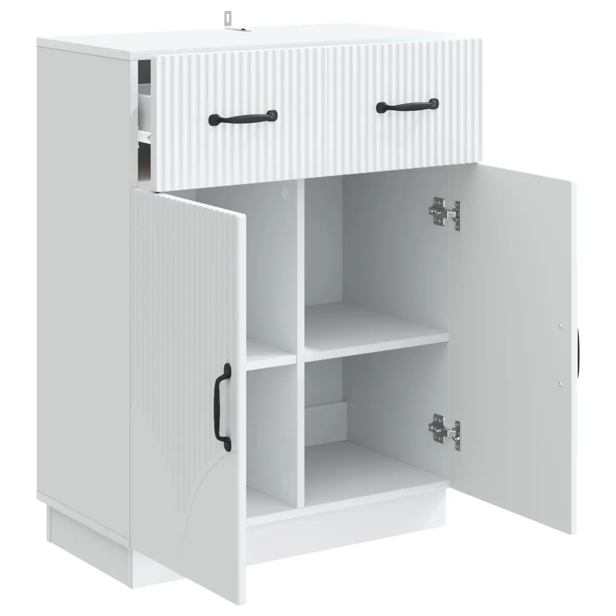 Storage Cabinet Sideboard White with Doors and Shelves 66 x 34.5 x 87 cm for Living Room Dining Room and Hallway