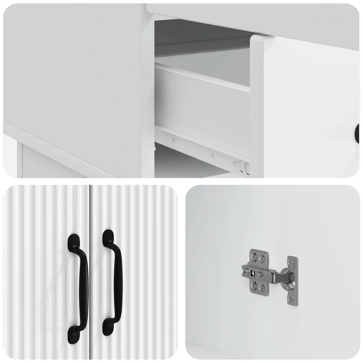 White Sideboard Storage Cabinet 66cm Engineered Wood Buffet Dining Room