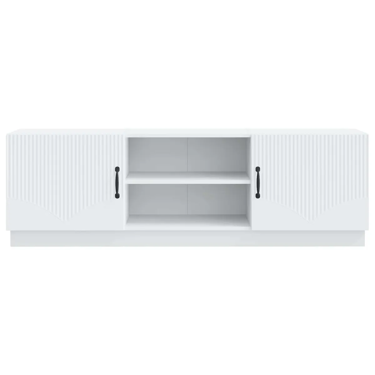 TV Cabinet White 150cm Modern Entertainment Unit Adjustable Shelves LED Lights