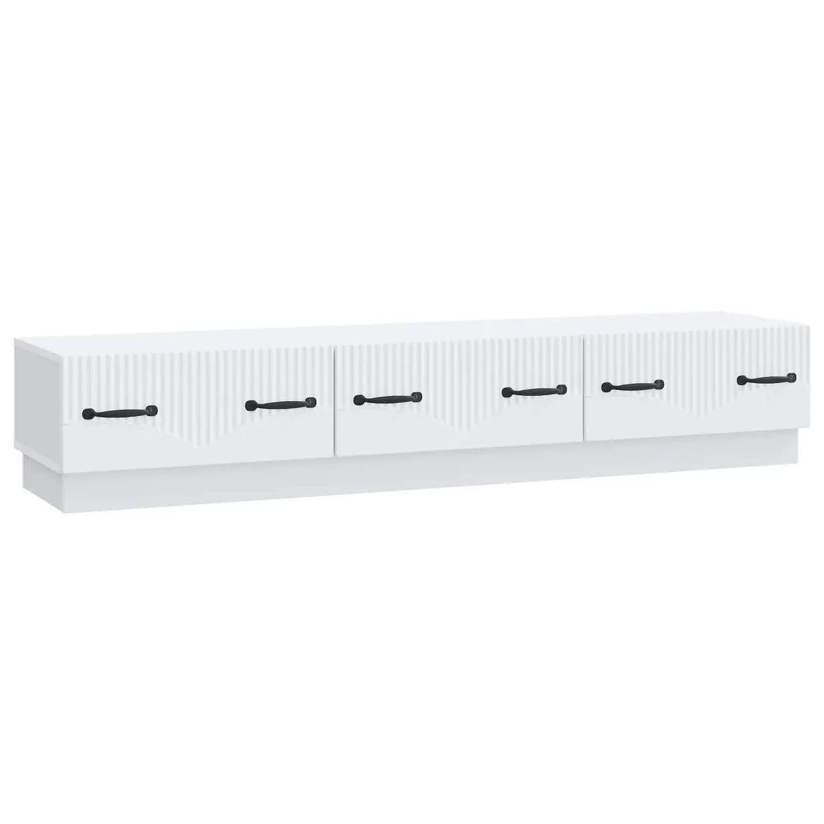 TV Cabinet Entertainment Unit White Engineered Wood Storage Shelves Drawer 147 x 34.5 x 27 cm