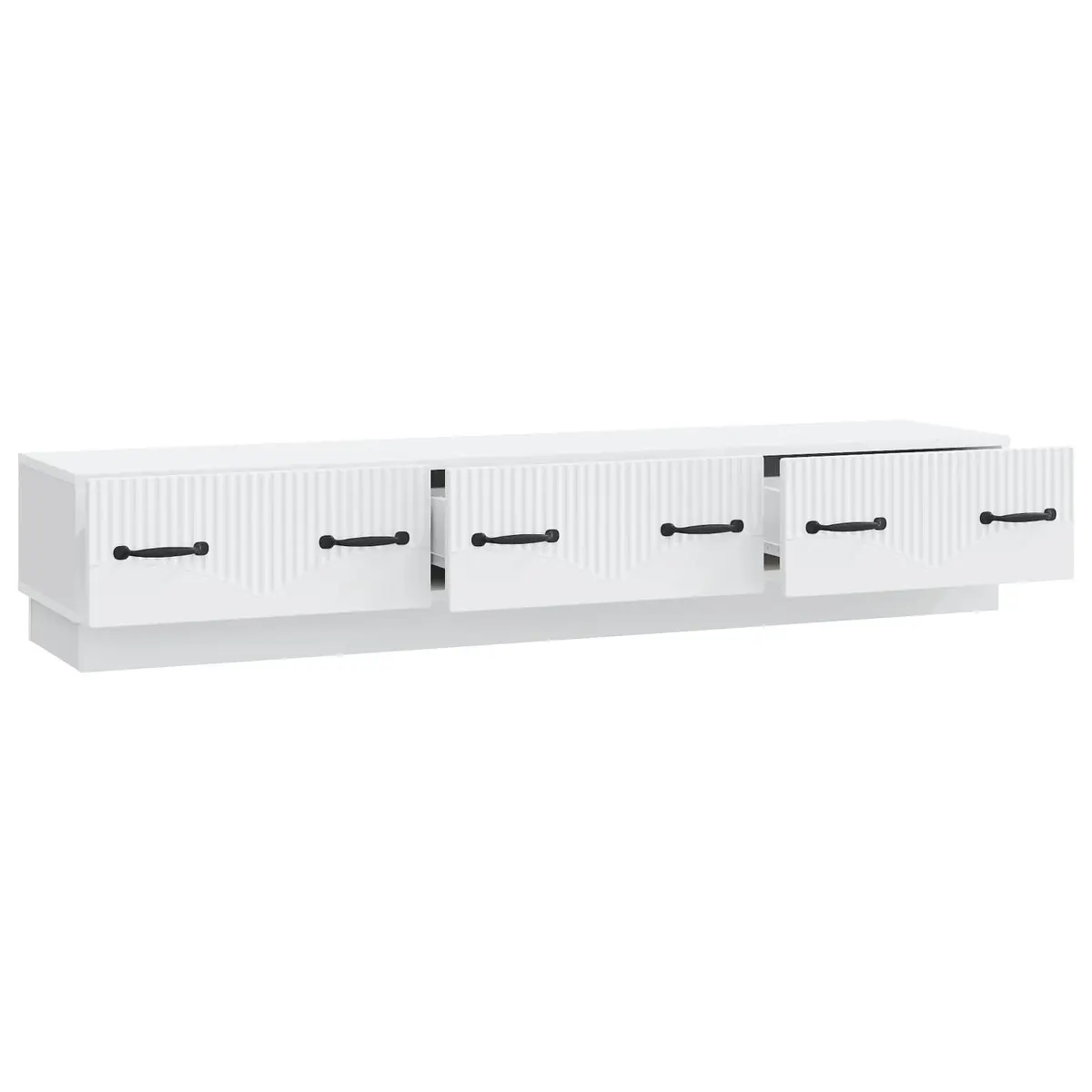 TV Cabinet Entertainment Unit White Engineered Wood Storage Shelves Drawer 147 x 34.5 x 27 cm