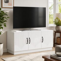 Reliable White TV Cabinet with Storage Features