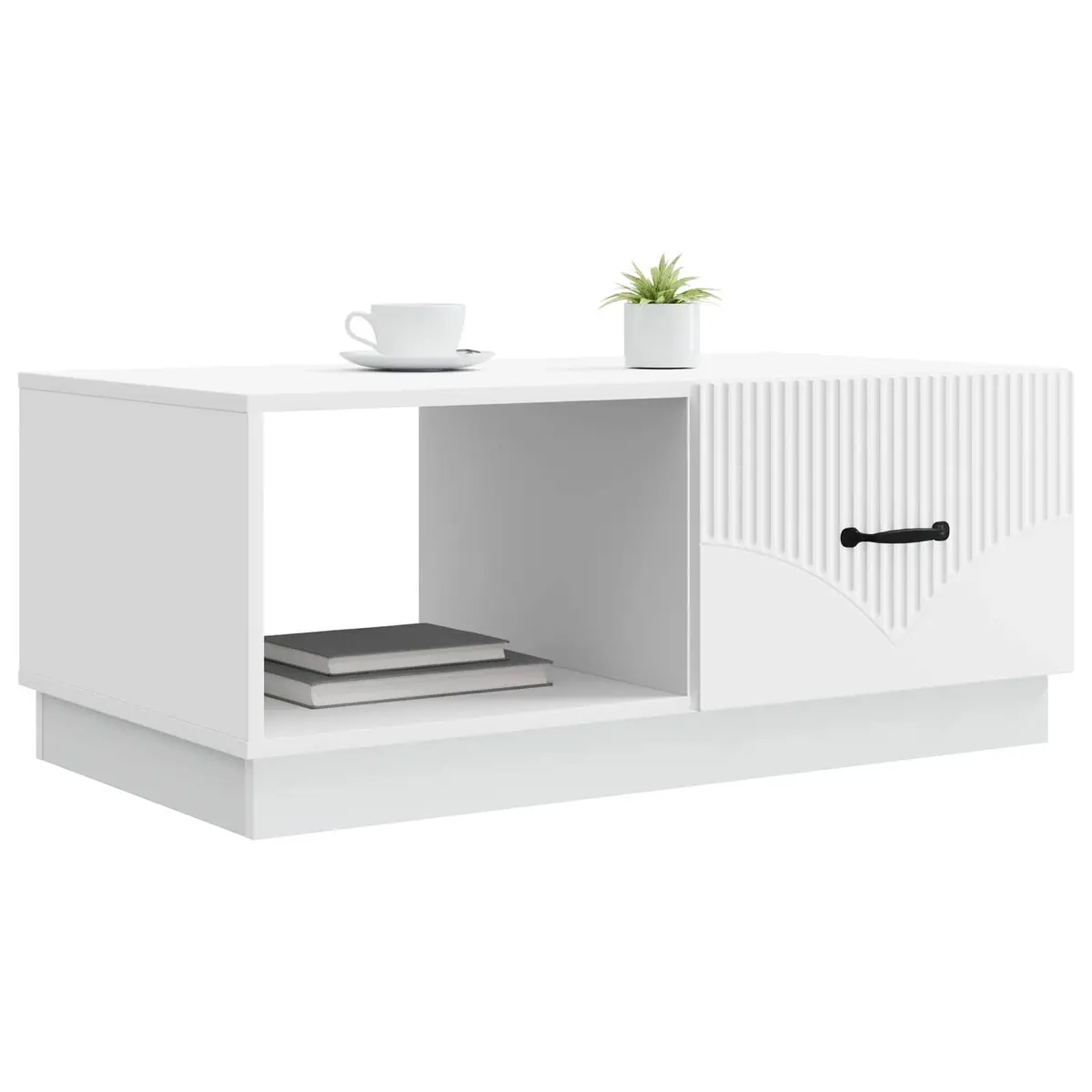 Coffee Table Storage Cabinet 90x50x37 cm White Modern Living Room Accent