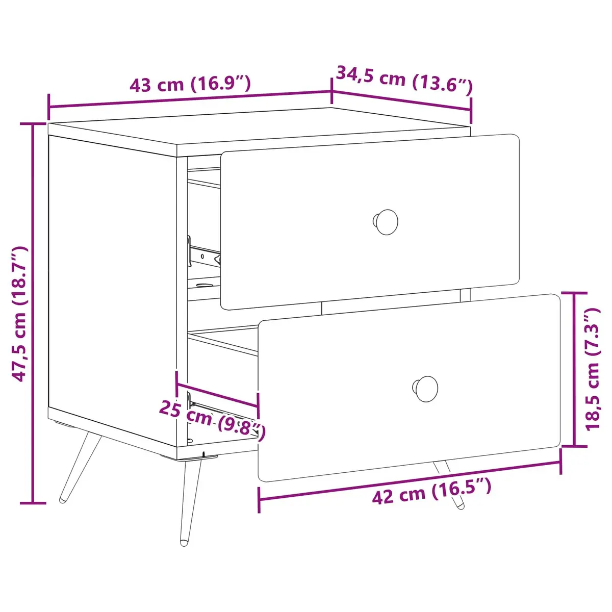 White Bedside Cabinet with Ample Storage Solutions