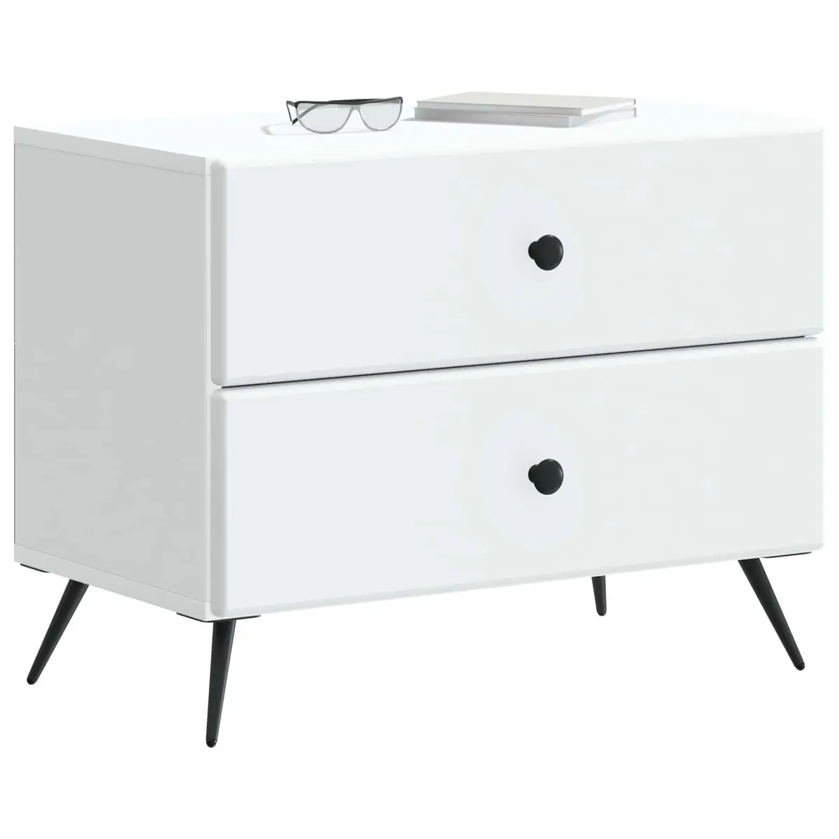 Bedside Cabinet White 62 x 34.5 x 47.5 cm Bedroom Storage Table Drawer Shelf