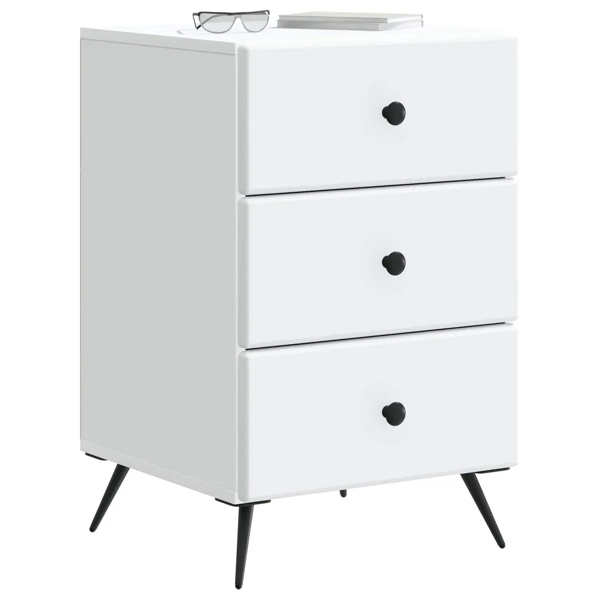 Bedside Cabinet White Modern Bedroom Nightstand Storage Drawer Engineered Wood