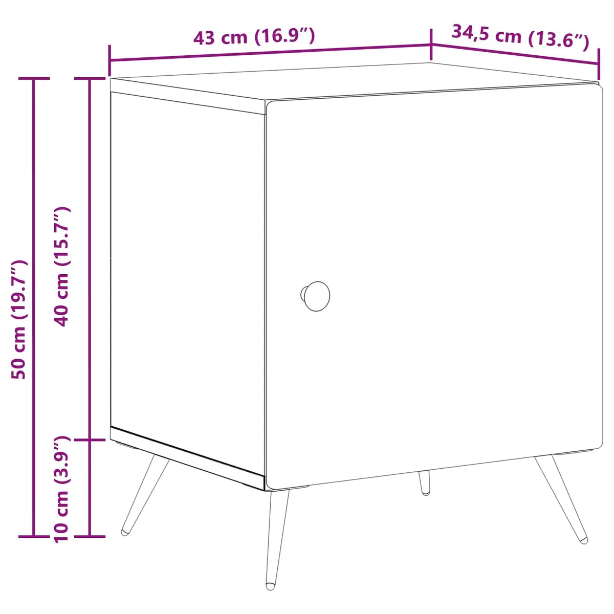 Bedside Cabinet White Modern Nightstand Storage Bedroom Side Table 43x34.5x50cm