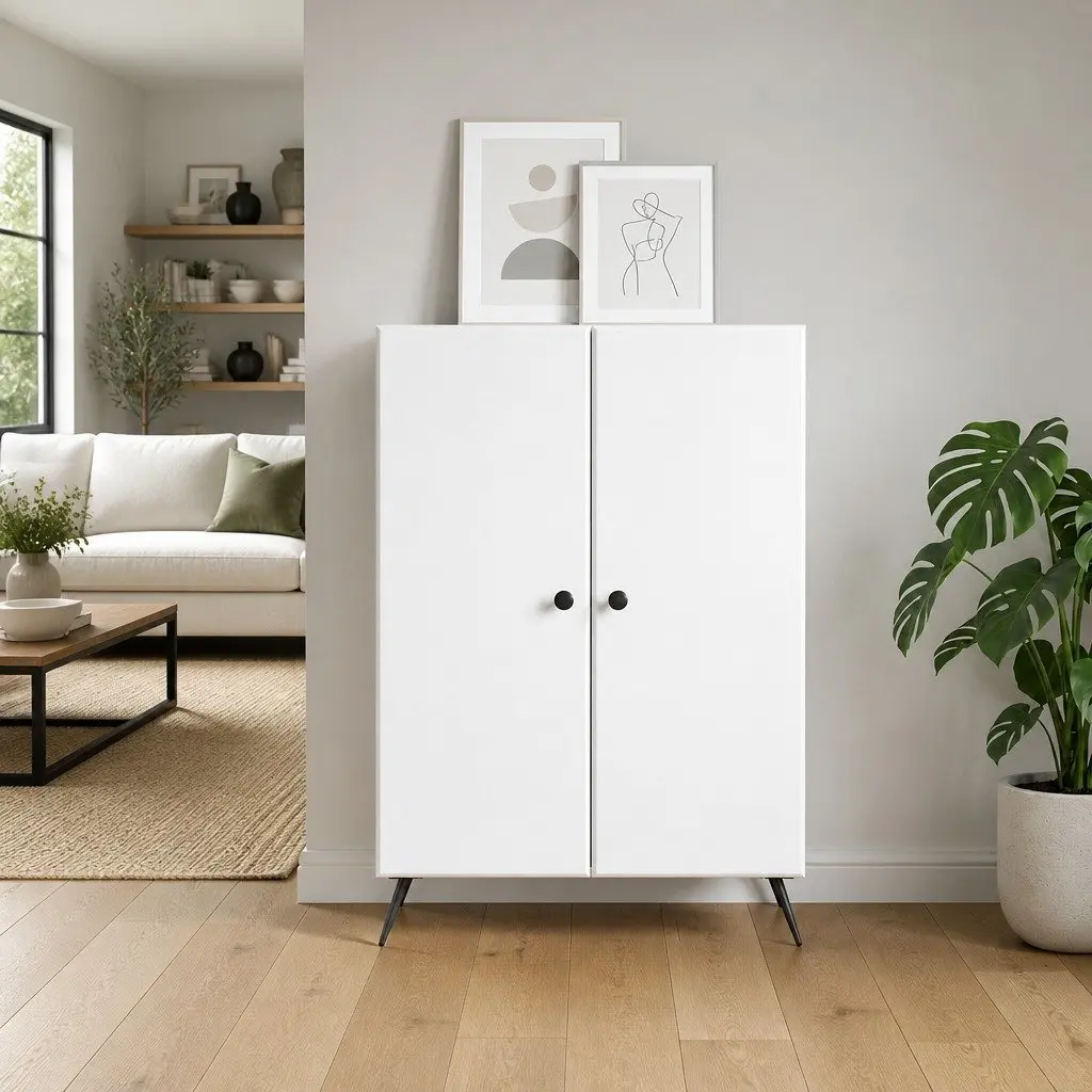 Sideboard Storage Cabinet 66 x 34.5 x 90 cm White Engineered Wood Buffet