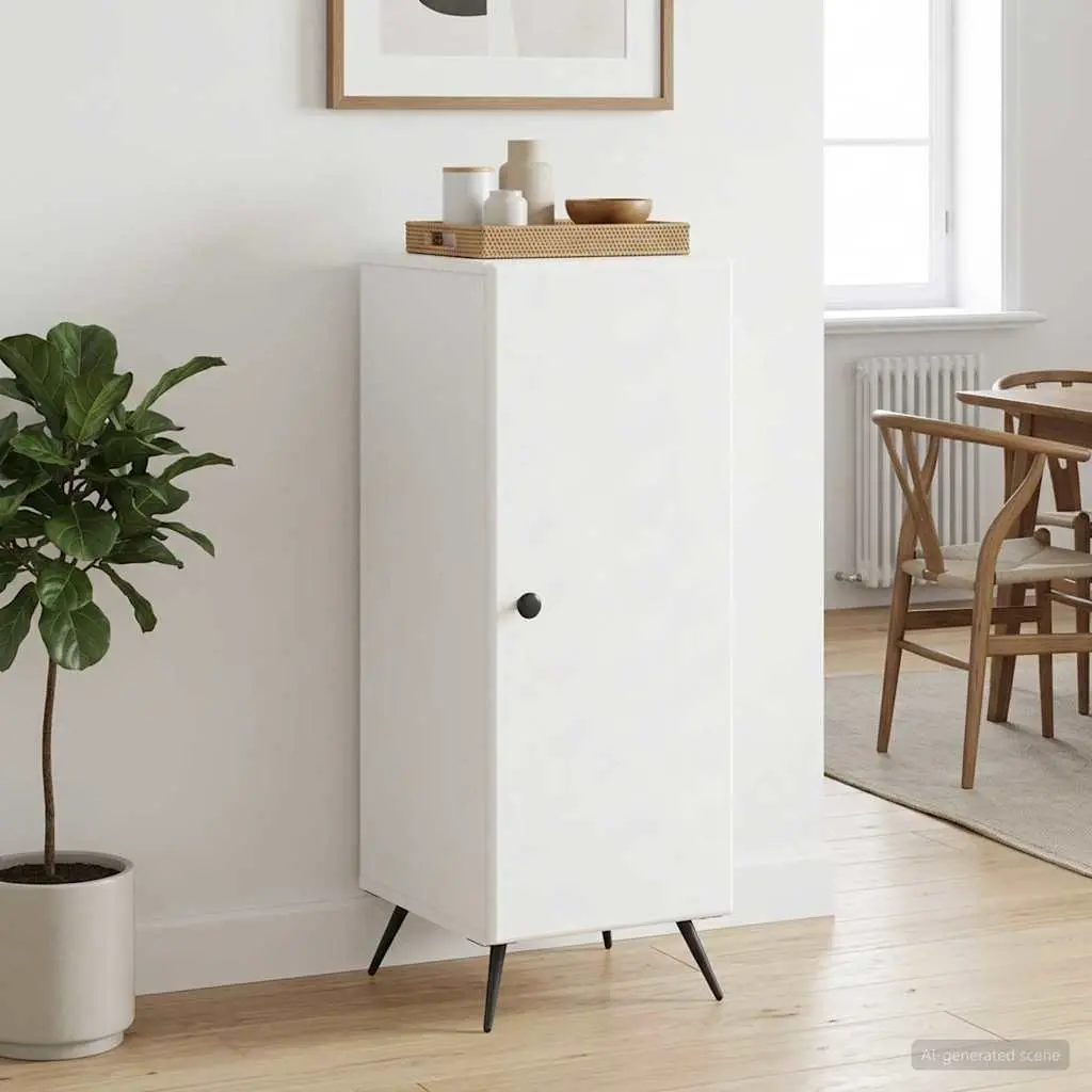 White Sideboard Buffet Cabinet Storage Engineered Wood Dining Room Furniture