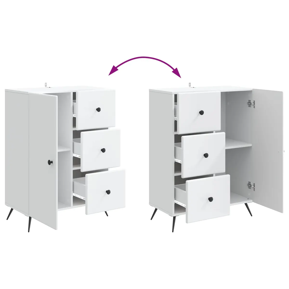 Sideboard Buffet Storage Cabinet Dining Room 66x34.5x90cm White