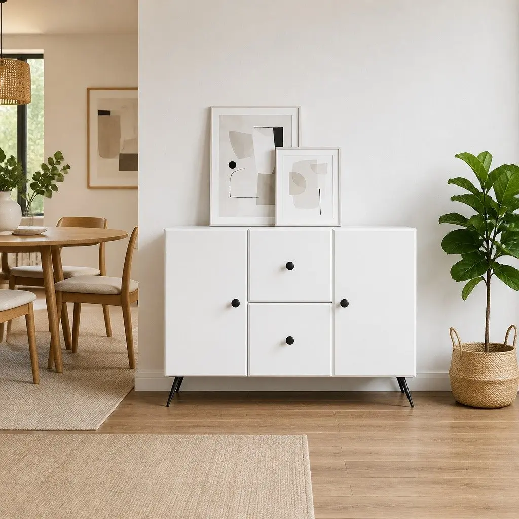 Sideboard Storage Cabinet Buffet Organizer White 89cm x 34.5cm x 60cm