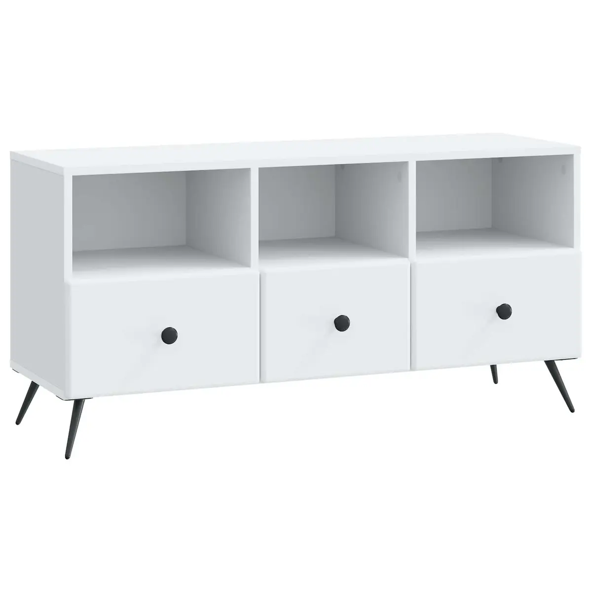 TV Cabinet Storage Unit White Engineered Wood Entertainment Unit with Drawers Shelves