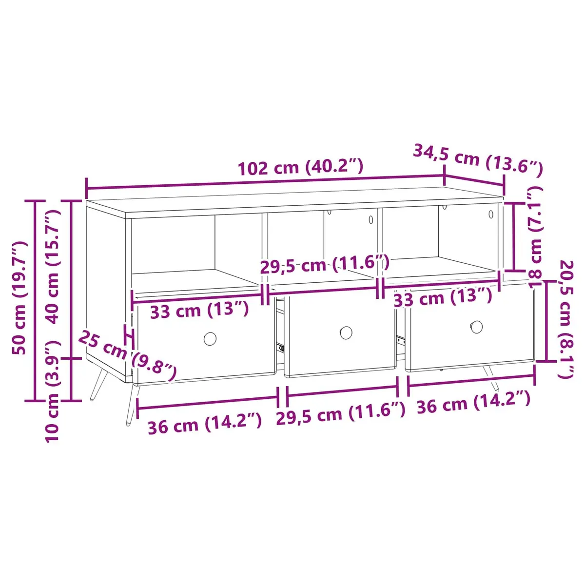TV Cabinet Storage Unit White Engineered Wood Entertainment Unit with Drawers Shelves