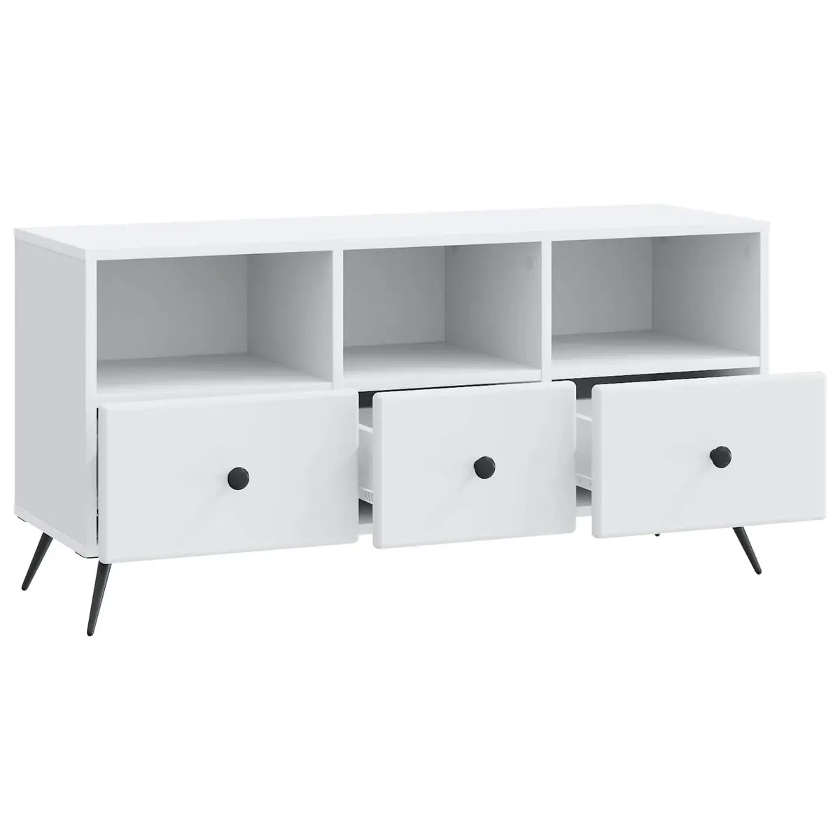 TV Cabinet Storage Unit White Engineered Wood Entertainment Unit with Drawers Shelves