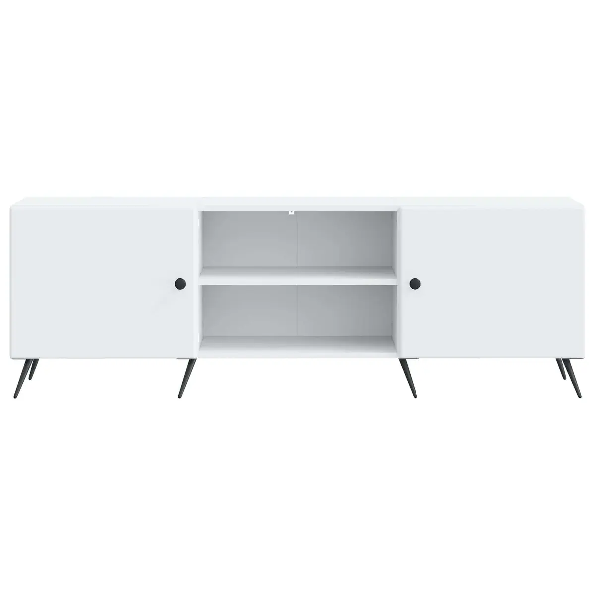 TV Cabinet White Vintage Lowboard Media Unit Storage Engineered Wood Metal Legs