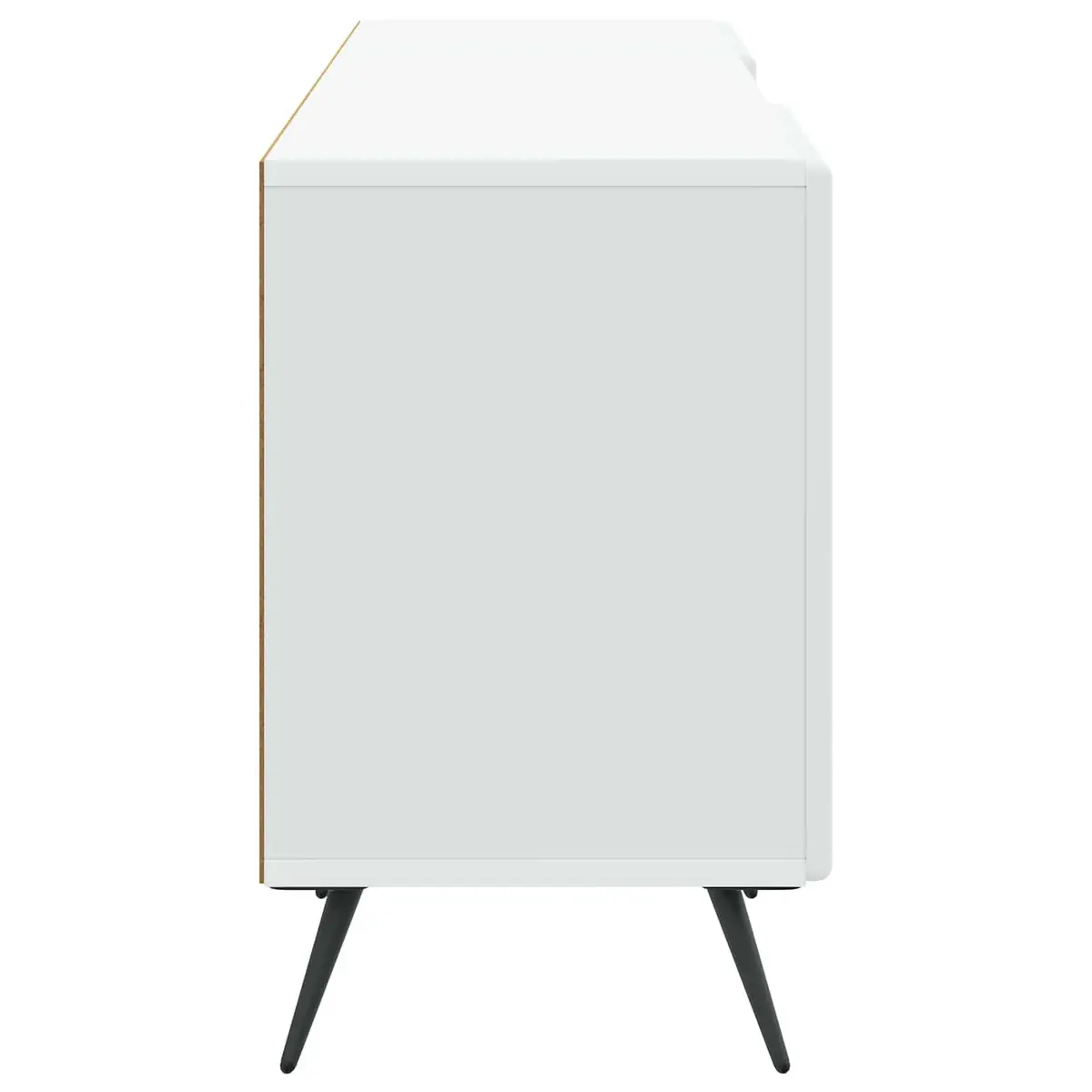 TV Cabinet White Vintage Lowboard Media Unit Storage Engineered Wood Metal Legs