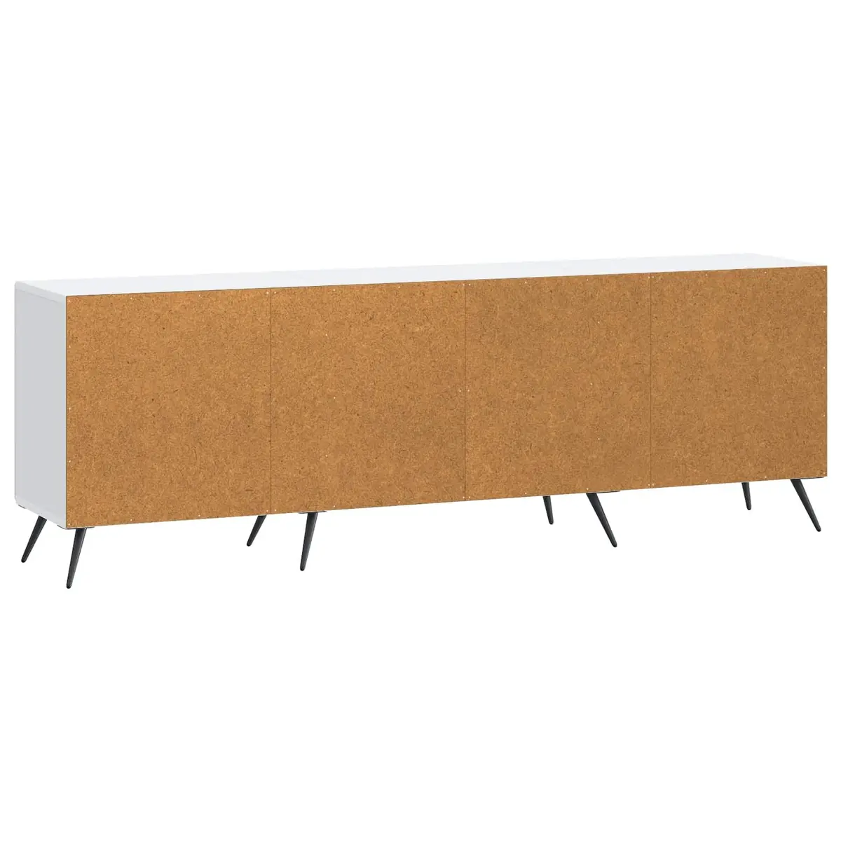TV Cabinet White Vintage Lowboard Media Unit Storage Engineered Wood Metal Legs