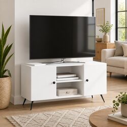 Reliable White TV Cabinet with Storage 102 x 34.5 x 50 cm