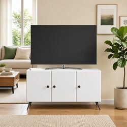 White TV Cabinet with Sleek Design and Storage Options