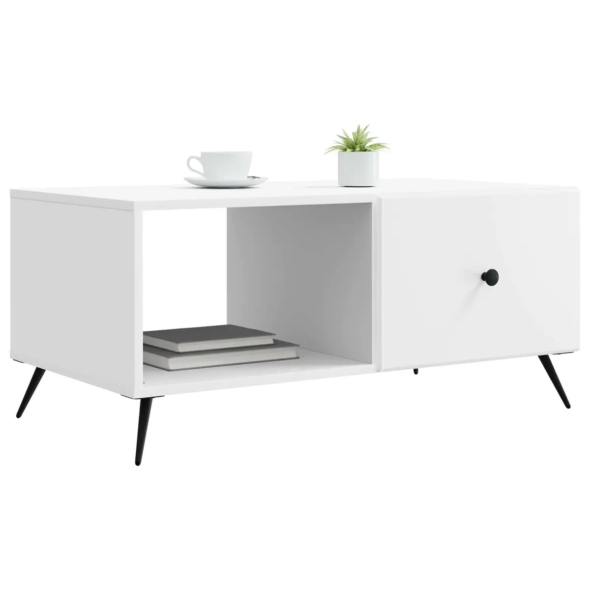Coffee Table Rectangular Living Room Storage 90 x 50 x 40 cm White