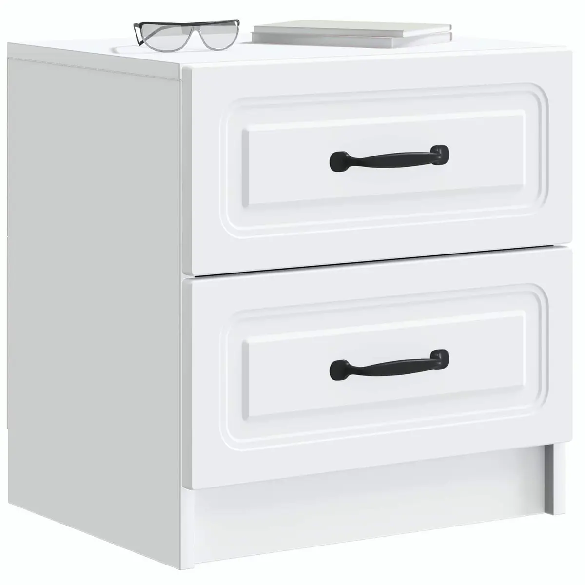 Vintage White Nightstand with Storage