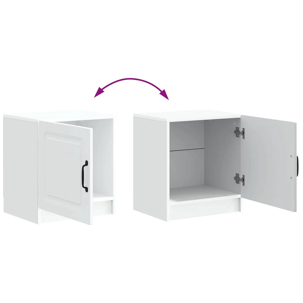Bedside Cabinet White Engineered Wood 43 x 34.5 x 47 cm Nightstand Storage