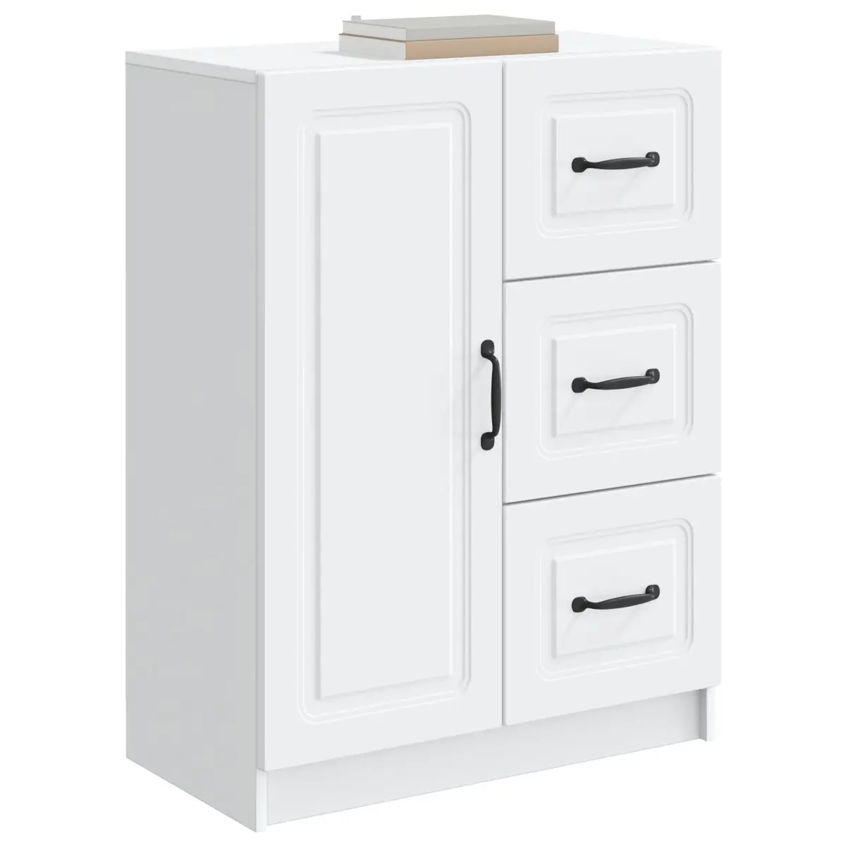 White Sideboard Storage Cabinet 66cm Modern Engineered Wood Buffet Living Room