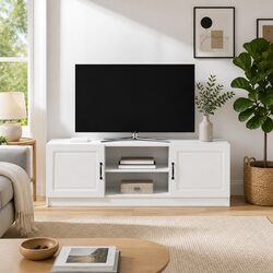 Comforting White TV Cabinet with Practical Features